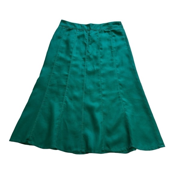 Olsen Green Linen Panelled A-Line Scalloped Hem Maxi Skirt - Size 14 - Picture 1 of 10